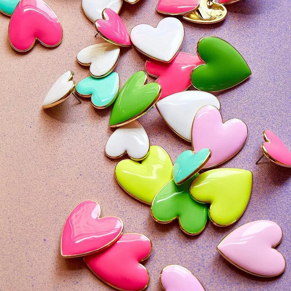 

Fashion Korean Glass Crystal Heart Stud Earring Statement Multicolor Women Jewelry Cute Eye Chic Earring Creative Gift for Girl