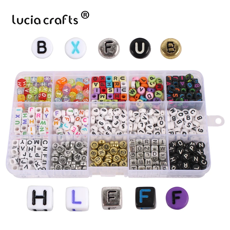 Lucia Crafts 5-7mm Alphabet Letter Number Square Beads Bracelet Necklace Jewelry Making Accessories K0840 | Дом и сад