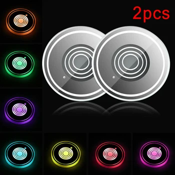

2pcs Cup Pad Car USB Cup Pad LED Cover Interior Decoration High Quality