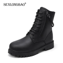 Новинка; сезон осень-зима; модные мужские ботинки; мужские теплые плюшевые зимние ботинки; высокие ботинки из натуральной кожи на молнии; нескользящие мотоциклетные ботинки