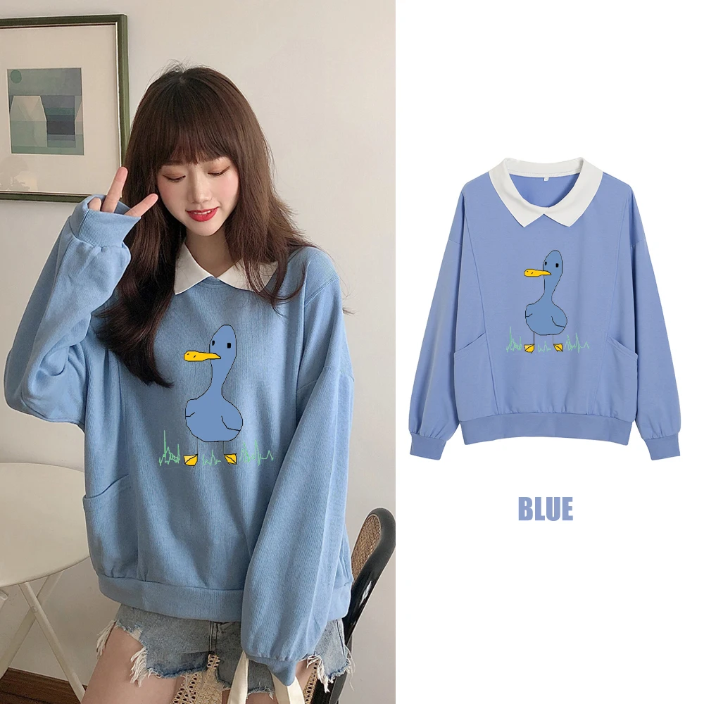 

Cartoon Hoodies for Womens Comfy Cute Printing Sweatshirts Polo Collar Cotton Autumn Pullover Sweatshirt Korean Graphic Tops