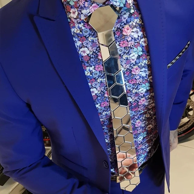 Corbata de con patrón Floral para corbata a cuadros metálica, espejo Hexagonal accesorios para trajes de novio y boda _ - AliExpress Mobile