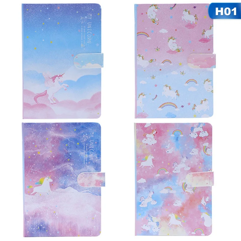 1pcs Unicorn Print Cover Pocket Notebook With Magnetic Buckle Notepad Office School Stationery Supplies - Цвет: H01 1PCS RANDOM