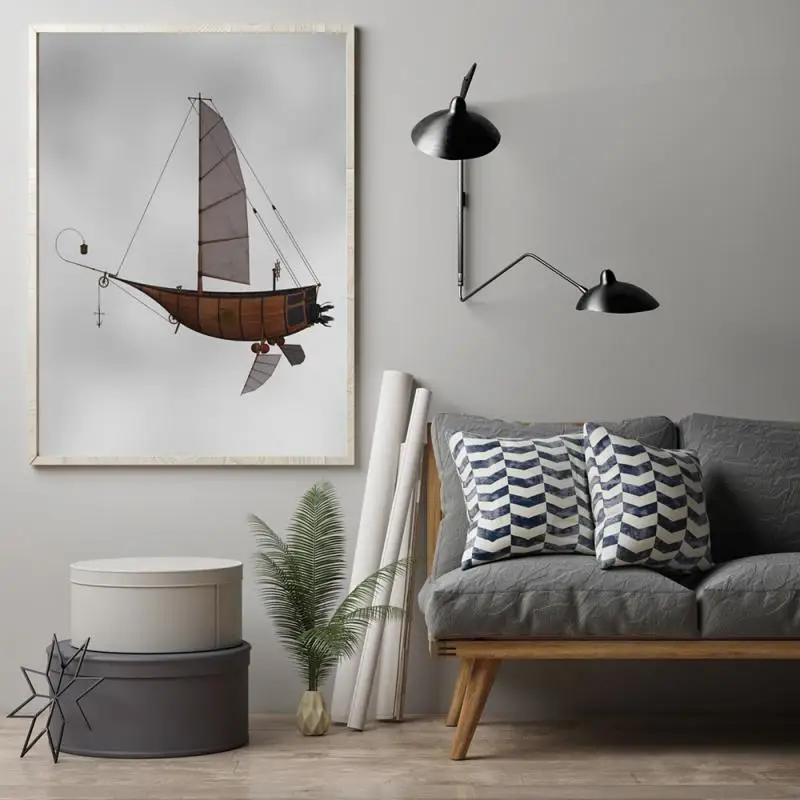 Vintage-Wall-Art-Hot-Air-Balloon-Retro-Steampunk-Airship-Canvas-Painitng-Picture-Poster-For-Morden-Living (2)