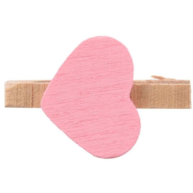 

10Pcs Mini Heart Photo Memo Clips Wooden Pegs Crafts Party Favor Hanging
