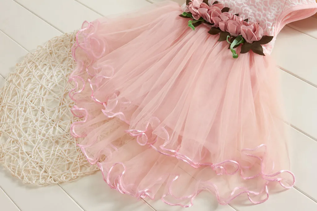 Vestidos/платья принцессы из тюля с цветочным рисунком и рюшами для маленьких девочек; sukienka dla dziewczynki vetement enfant fille
