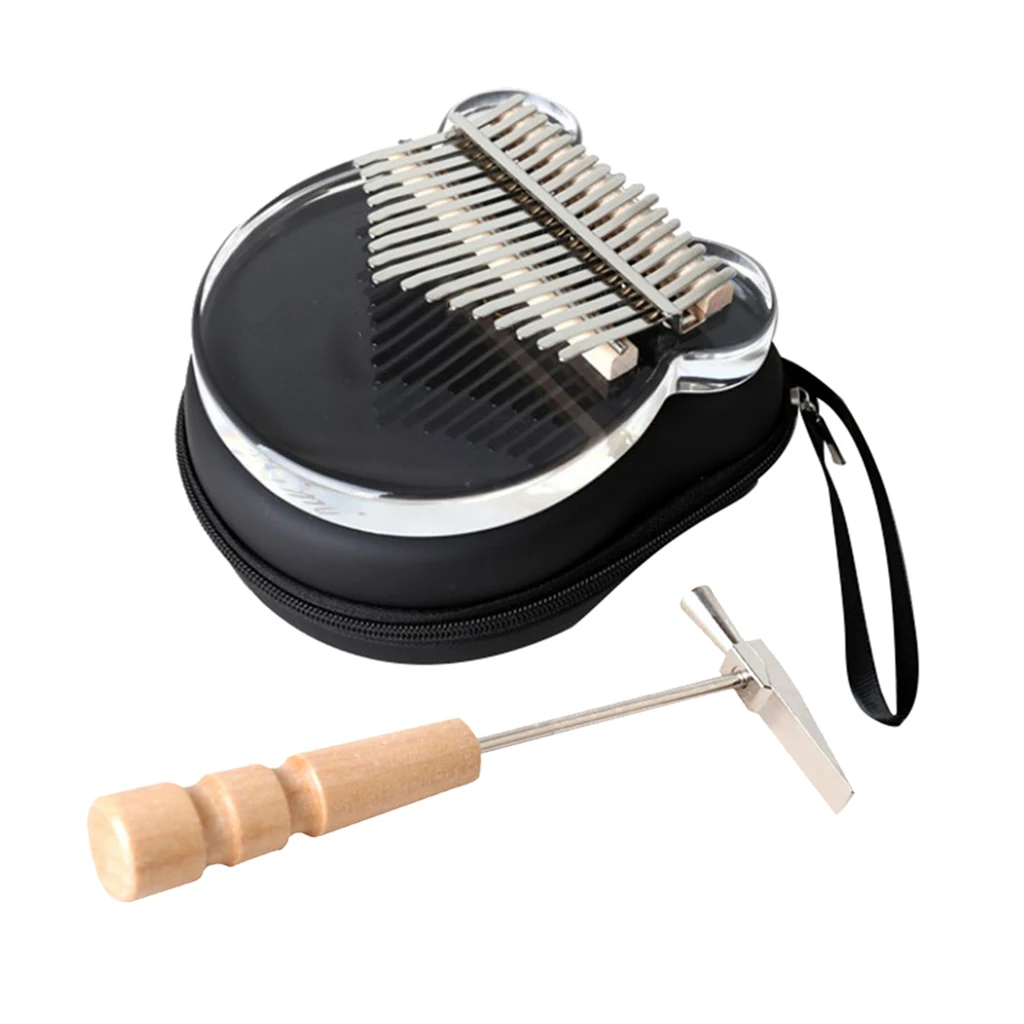 17 Keys Acrylic Clear Kalimba Thumb Piano w/ Case & Tune Hammer Hand Percussion Musical Instruments & Gear Kalimbas