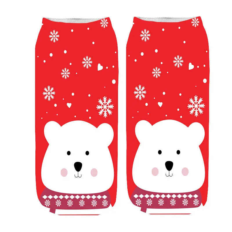 Зимние хлопковые прямые рождественские носки для мужчин и женщин, короткие носки с объемным принтом оленей, Санта Клауса, снежинки, чулочно-носочные изделия - Цвет: 9