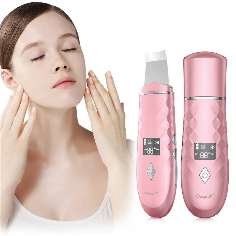 

Professional Ultrasonic Facial Skin Scrubber Deep Face Cleaning Hot Compress EMS Ion Blackhead Remover Face Skin Lifting Firming