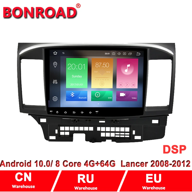 Автомобильный мультимедийный плеер Bonroad Rom32G 2 din Android 9 0 стерео для Mitsubishi lancer x 2010 2015