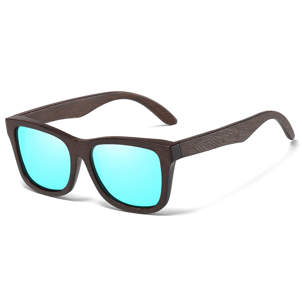 GM ретро модные бамбуковые деревянные поляризационные солнцезащитные очки для вождения квадратный Стиль Солнцезащитные очки мужские очки UV400 для женщин и мужчин - Цвет линз: Blue
