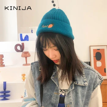 

Hat men autumn winter street trend retro melon fur hat knitted woolen hat beanie warm hat lady casual fedora Skull cap Bonnets