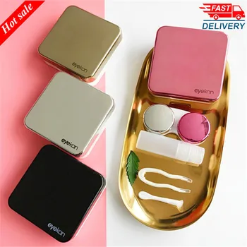 

2020 colored Contact Lens Case With Mirror women Colored Contact Lenses box eyes contact lens container Holder Lovely Travel kit