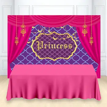 

HUAYI BabyShower Backdrop - Princess Royal Theme Purple Background Magic Genie Arabian Moroccan Birthday Supplies W-3336