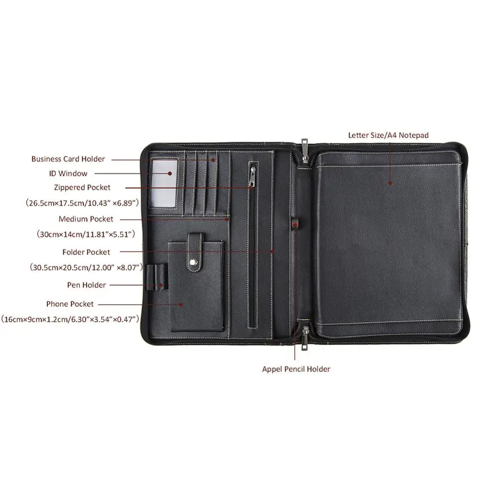 Ручной работы из натуральной кожи Портфель A4 папка бизнес Padfolio Органайзер чехол
