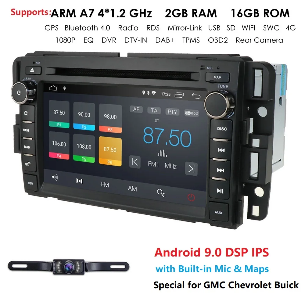 2G ram Android 9,0 автомобильный dvd-плеер для GMC Yukon Denali Acadia Savana, Sierra Chevrolet Express Traverse Equinox с 4G Wifi DVR