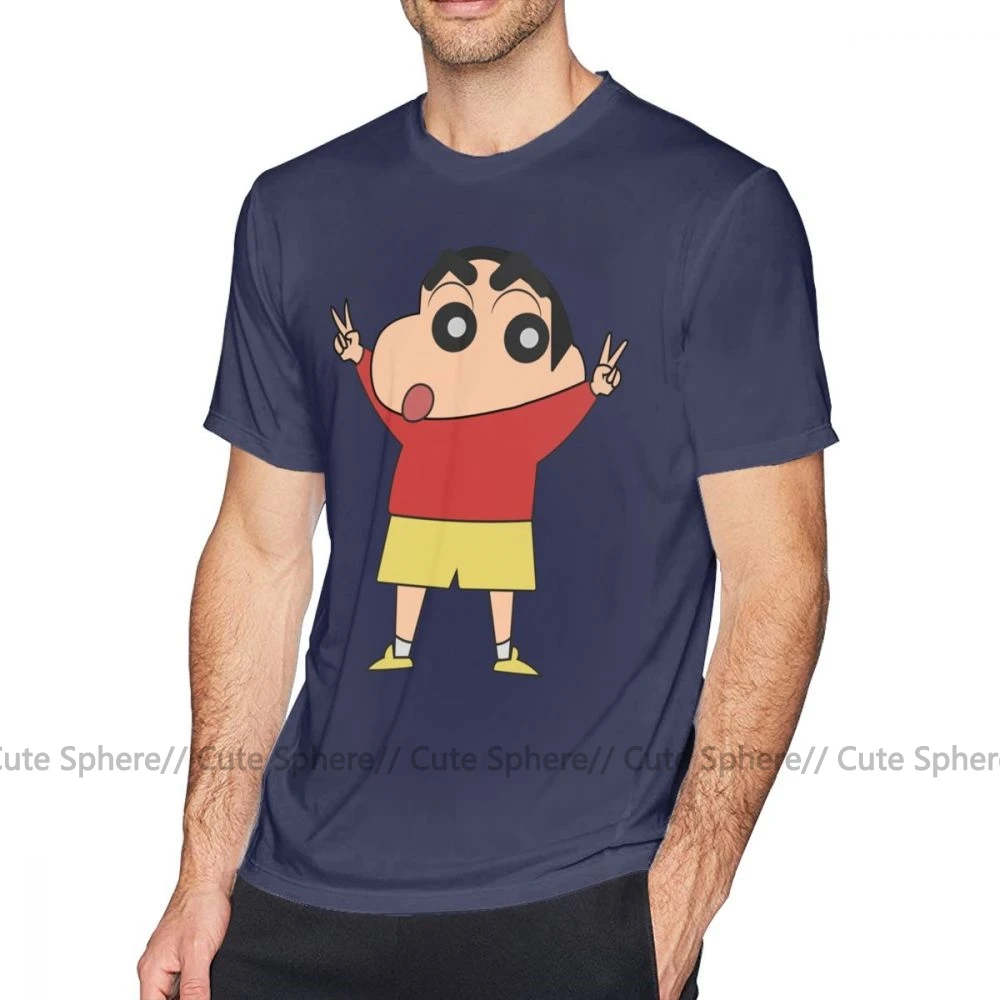 Футболка Shin Chan, футболка Shin Chan For President, футболка с коротким рукавом большого размера, хлопковая Милая повседневная мужская футболка с принтом - Цвет: Navy Blue