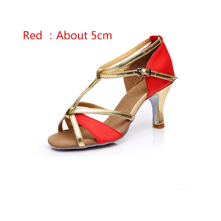 QFL-red 5cm Новая женская Латинская танцевальная обувь zapatos de BAILE latino mujer Танго Сальса обувь высокий каблук 7/5 см бальная танцевальная обувь с цветами, женская обувь - Цвет: QFL-red 5cm
