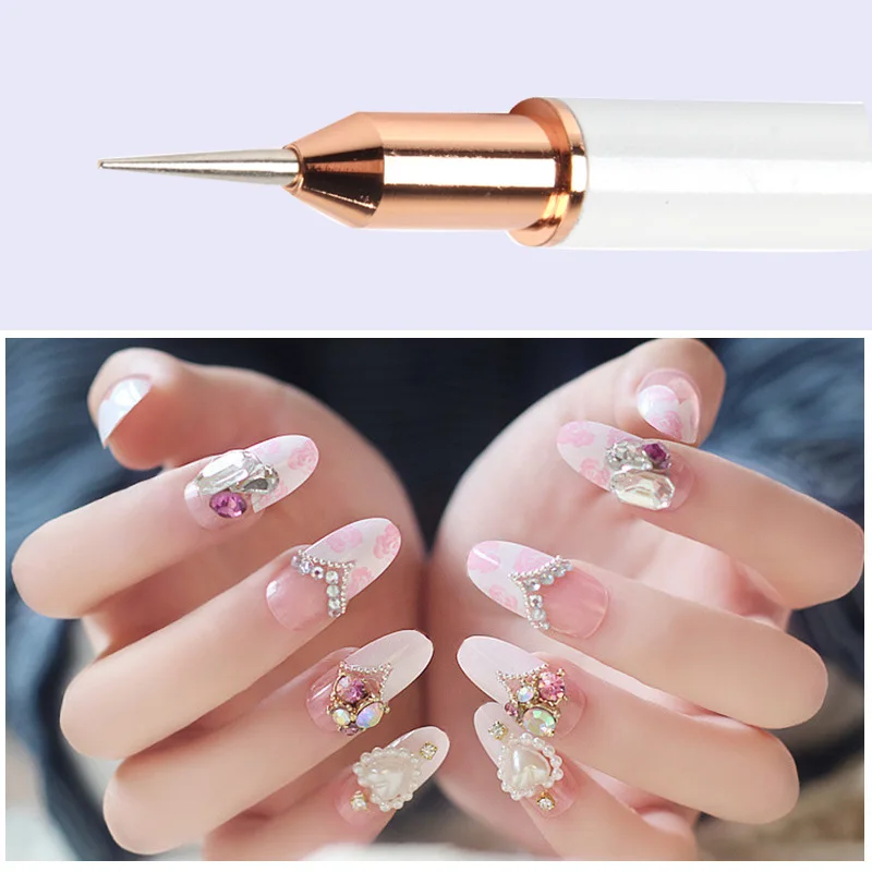 ANGNYA New Dual Heads Acrylic Metal Dotting Wax Pen Gradient Rhinestones Gem Picker Crystal Picking Nail Art Studs Dotter Tools 6