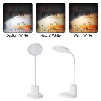 

Reading Eye Caring With Pen Holder LED Desk Lamp Gooseneck 3 Lighting Modes Stepless Dimming Bedroom Flexible USB Rechargeable