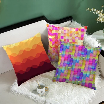 

Fuwatacchi Cushion Cover Colorful Geometric Printed Pillow Covers Throw Pillowcases for Home Sofa Decor Short Plush Pillow Cover