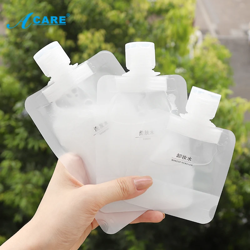 30/50/100ml Packaging Bag Stand Up Spout Pouch Plastic Hand Sanitizer Lotion Shampoo Makeup Fluid Bottles Travel Bag
