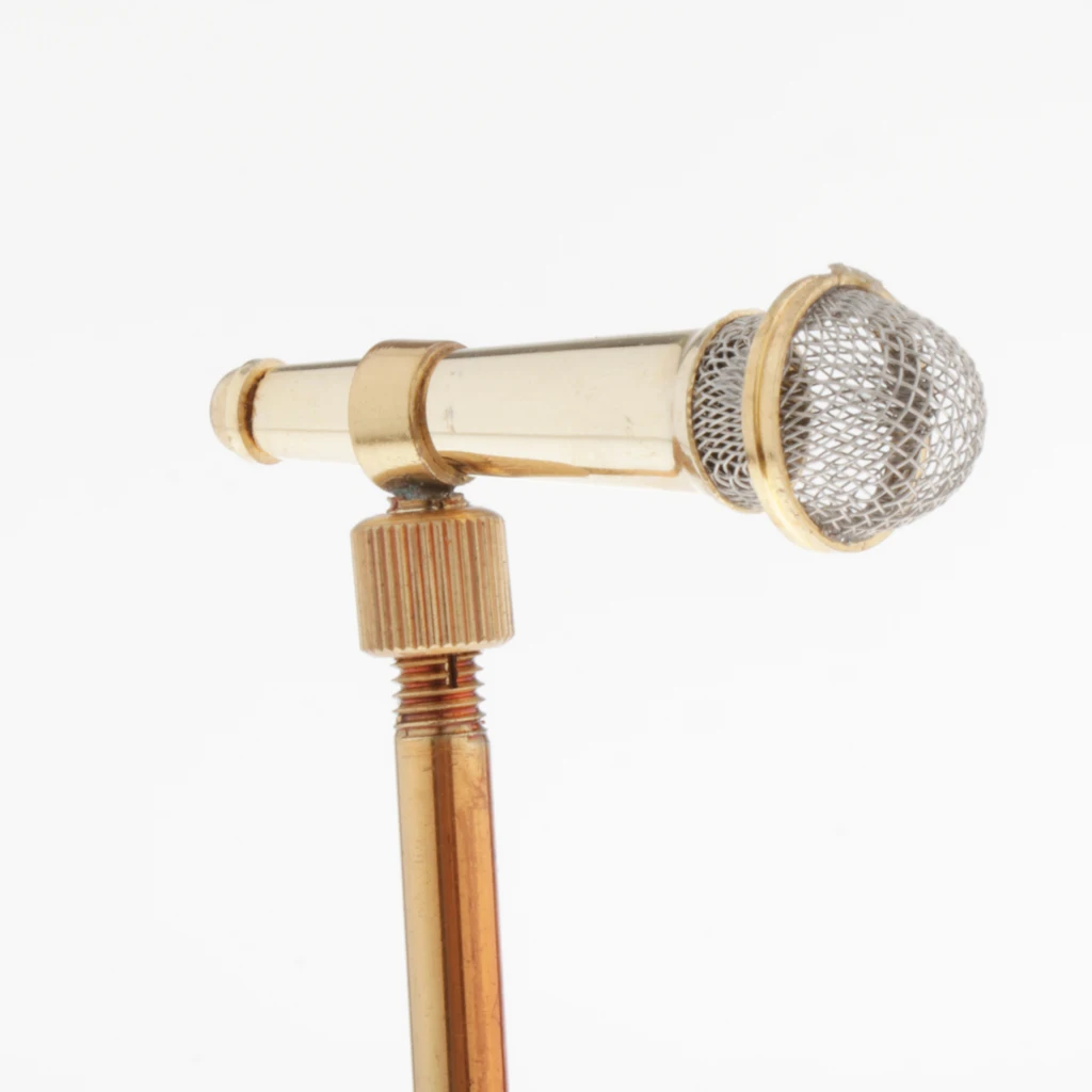 1/6 Scale Adjustable 22-40cm Microphone Model for Action Figures Hot Toys Dolls House Miniature Decor Gold