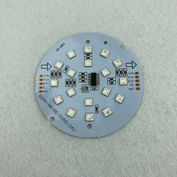 

DC24V RGB DMX512(UCS512 chip);5050 SMD addressable pixel PCBA,18 piece of 5050 SMD LED;4.32W;82mm diameter round type