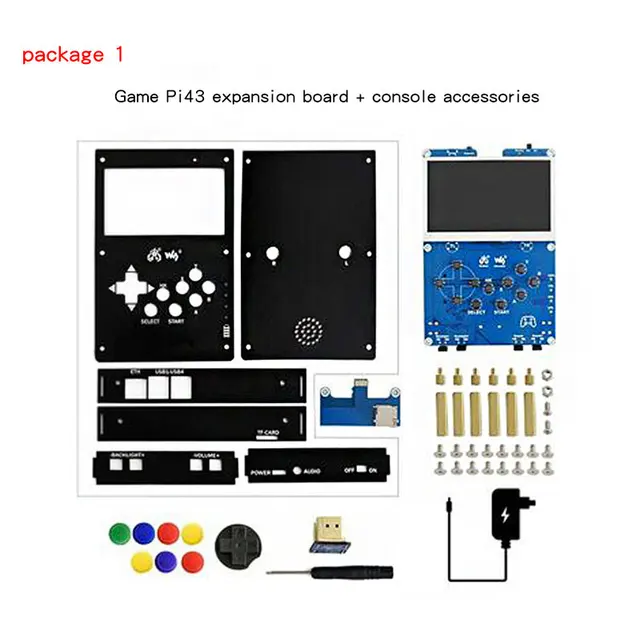 TOOGOO GamePi43 pour Console de Jeu RetroPie pour Raspberry Pi 3 B 800X480 /éCran IPS Plug UE