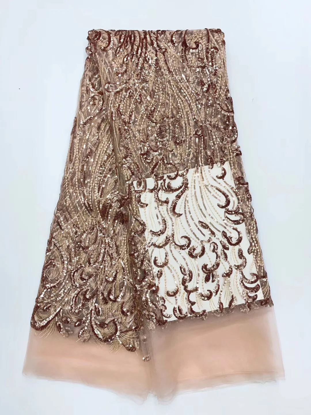 HFX Sequins Lace Fabric for Women Wedding Dress African Lace Fabrics with Sequins French Tulle Mesh Lace Bridal Materials H2898