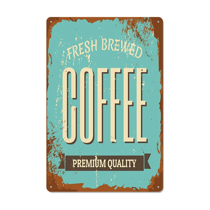 Hot Coffee Vintage Tin Signs Poster Fresh Tasty Retro Metal Plaque