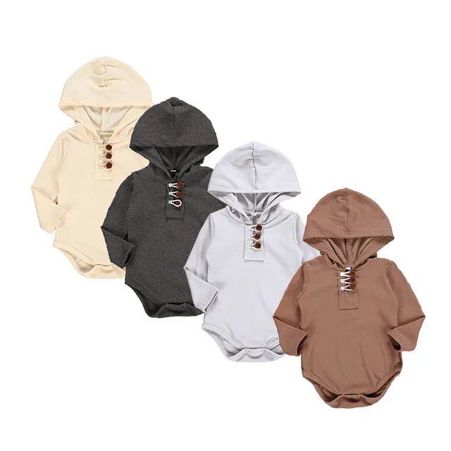 

Emmababy 4 Styles 0-12M Newborn Baby Girl Boy Long Sleeve Hooded Romper Solid Cotton Soft Jumpsuit Solid Autumn Outfits Clothes