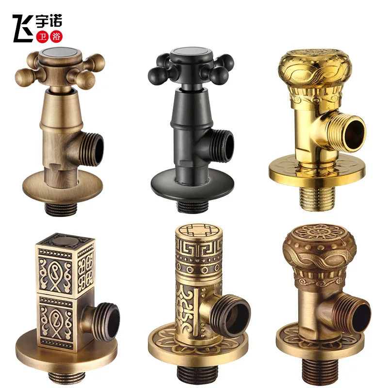 

Old-style Copper Triangle Valve Varved Retro Thick Cold Triangle Valve Black Angle Valve Explosion-Proof Water Stop Valve
