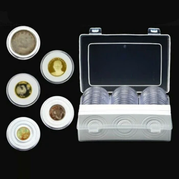 

30x/lot Plastic Clear Round Cases Coin Storage Boxes Capsules Holder For 16~46mm