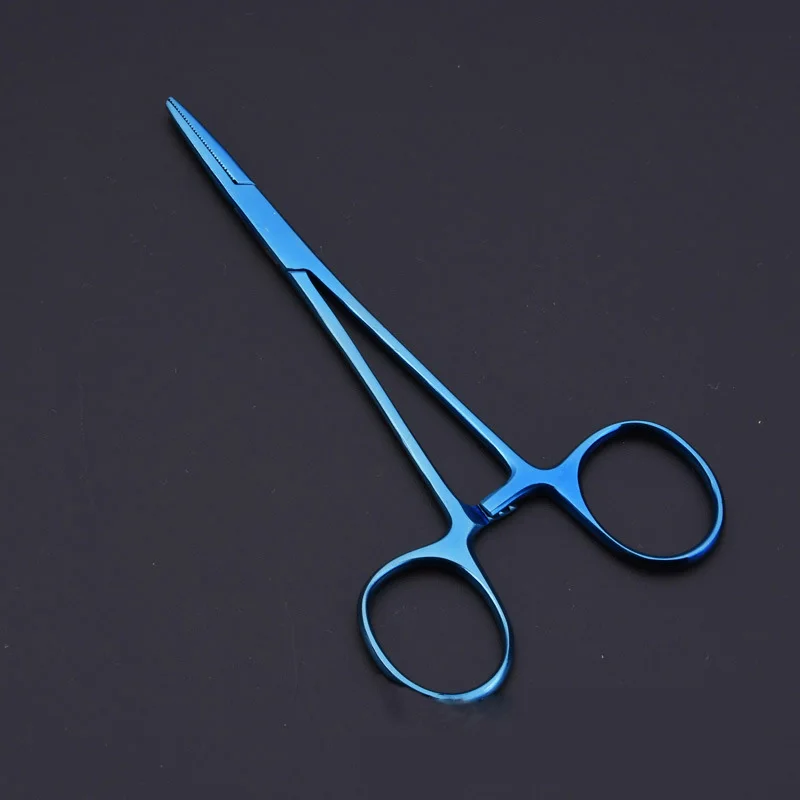 Colorful Stainless Steel Straight Animal Hemostatic Forceps Forceps Needle Portable Pet Towel Clamp Pliers 12 5cm 2