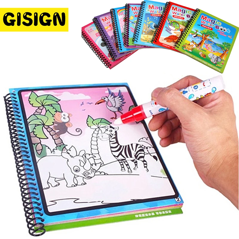 

1PCS Water Magic Book Drawing Montessori Coloring Book Doodle & Magic Pen Painting Drawing Board For Kids Toys Birthday Gift