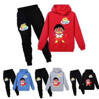 

Autumn Spring Boy Ryan Toys Review Hoodie Pants Set Ryan's World Cotton Shirt Sweatshirt Coat Children Hoody Kid ryans world