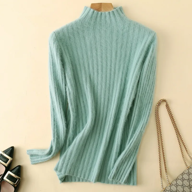 

Super Warm 100% Mink Cashmere Sweaters And Pullovers Women Winter High Elasticity Soft Jumper Turtleneck Female Slim Pullovers