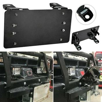 

Auto License Plate Frame Hole Guide Rope Holder For Fairlead License Plate Mount Bracket Holder Steel FLIP-UP Winch Roller