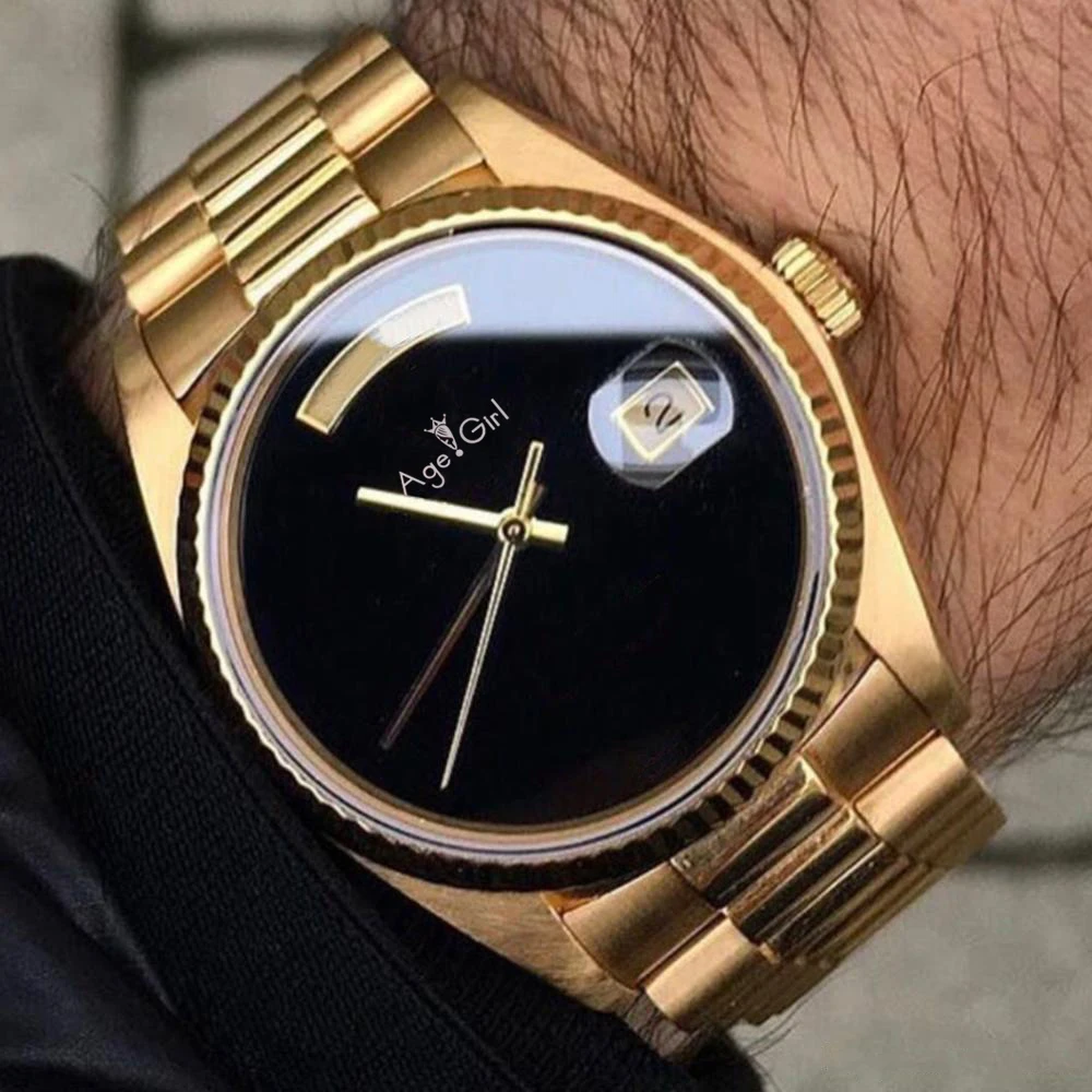 

Famous Brand New Men Daydate Rose Gold Silver Black Watch Automatic Mechanical Stainless Steel Sapphire Sport Limited AAA+