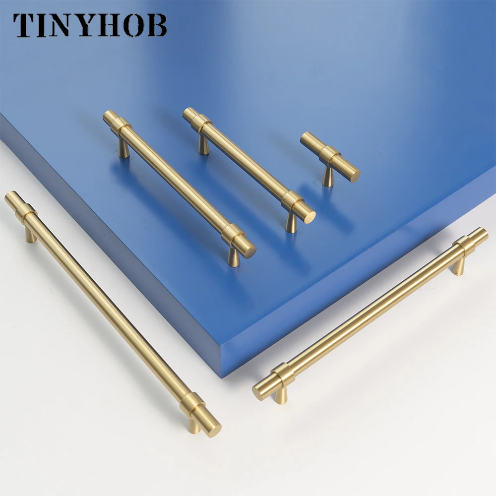 Solid Brass Knob and Handle T Shape Cabinet/Bookcase Handles Satin Brass Golden Drawer Pull Nordic Furniture Handles Furniture Handles