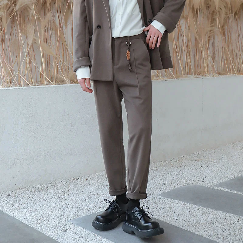 

2021 Winter Men's Thicken Wool Pants Slim Fit Casual Pants British High-quality Straight Pants Grey/brown/black Color Trousers