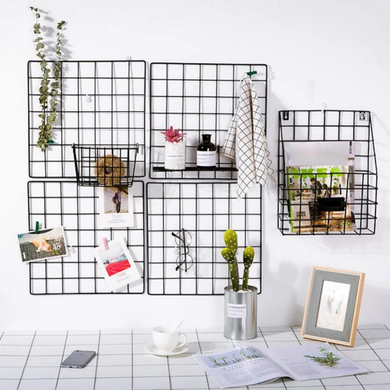 

Multi-Function Iron Metal Decorative Grid Variety Free Assembly Decor Photo Frame Wall Art Display Mesh Decorative Frame