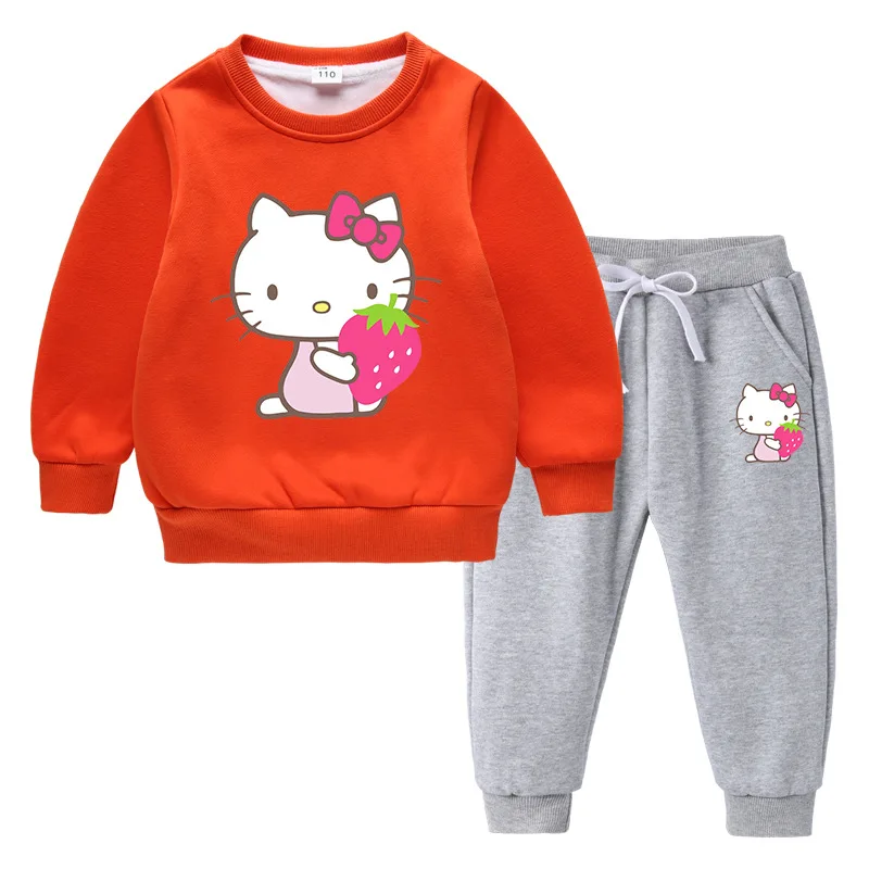 thumbnail image 1 of Hello Kitty lindo estampado niños Sudadera con capucha suéter traje más terciopelo grueso cálido niñas invierno de manga larga moda niños ropa, 1 of 5