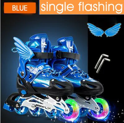 single bscb Blue Трикс мальчик девочка дети роликовые коньки регулируемый размер мигающие роликовые коньки ботинки для детей - Цвет: single bscb Blue