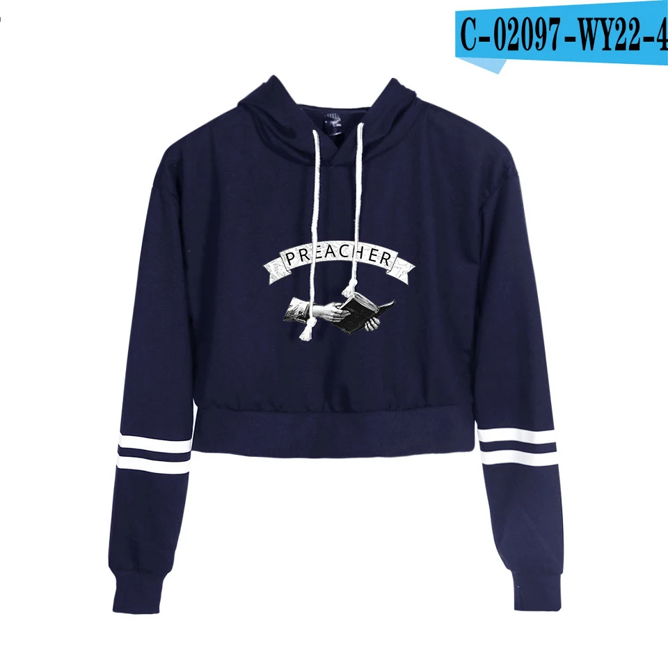 navy blue Новинка, укороченный топ с капюшоном для женщин, Kpop, хлопок, Харадзюку, высокое качество, черный свитер с капюшоном для девочек - Цвет: navy blue