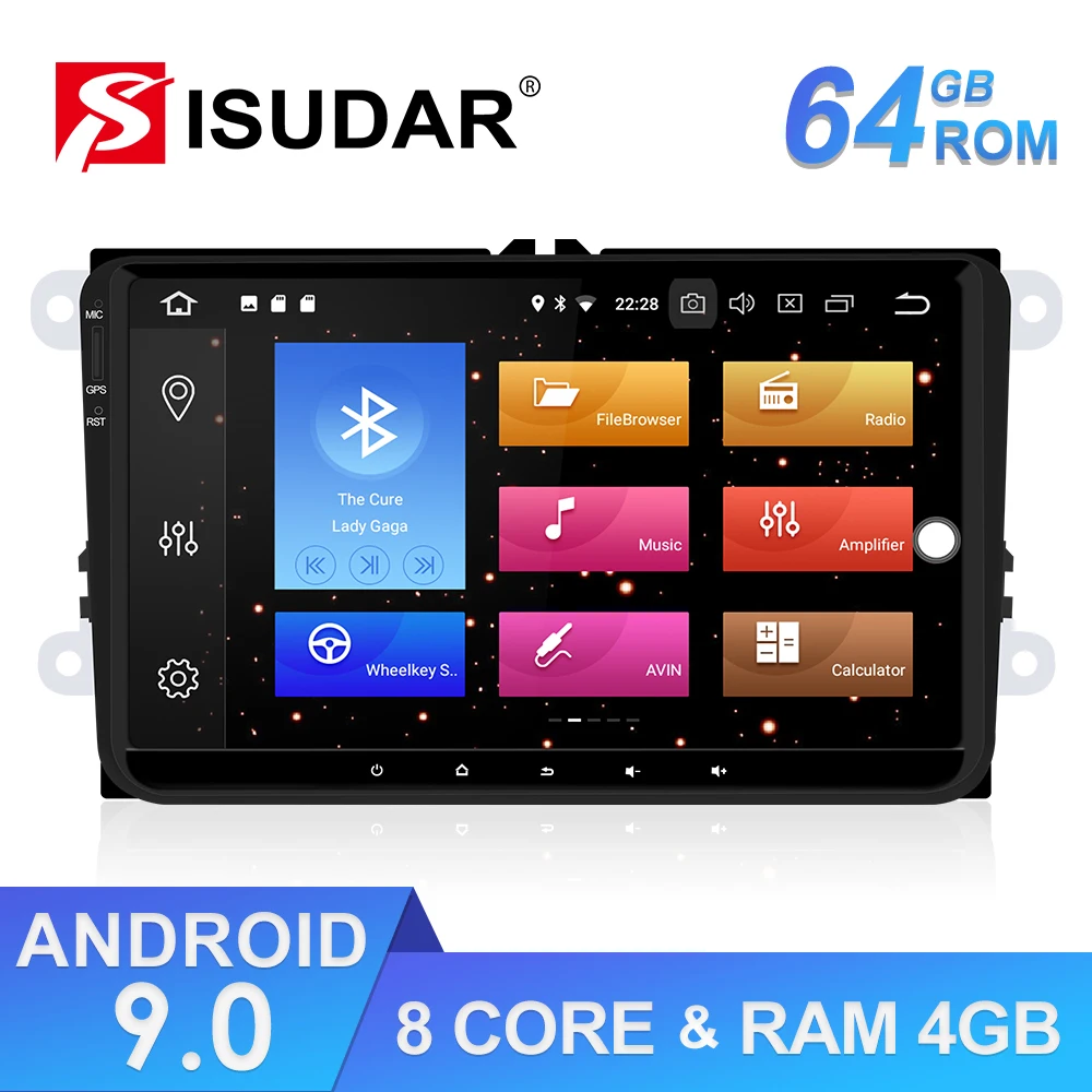 

Isudar Car Multimedia Player GPS Android 9 For VW/Golf/Tiguan/Skoda/Fabia/Rapid/Seat/Leon 8 Core RAM 4GB DSP Auto Radio 1 Din FM