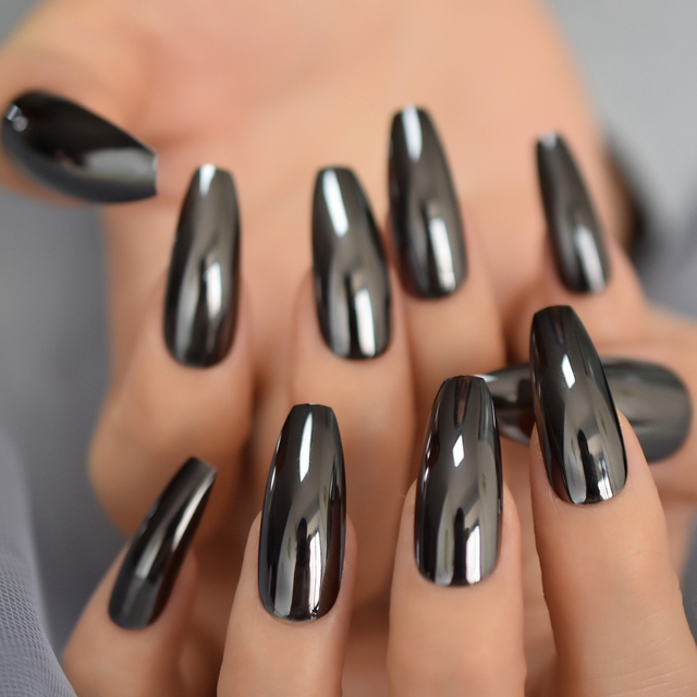 Long STILETTO False Nails Pre-designed Curved Pink Marble Press On Nails including glue sticker