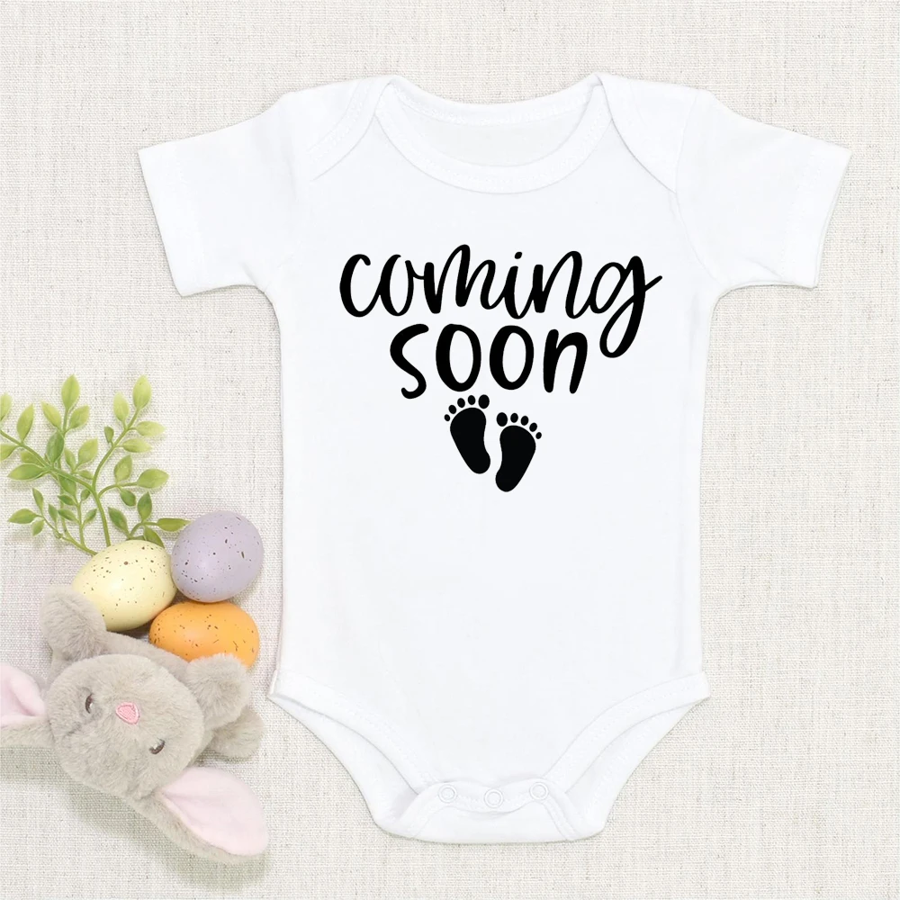 Baby Announcement Baby Coming Soon Newborn Baby Bodysuit Summer Baby Boys Girls Pregnancy Reveal Ropa Baby Onesies