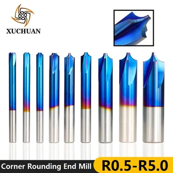 

1pc R0.5-R5.0 Nano Blue Coated Corner Rounding End Mill CNC End Milling Cutter Carbide Router Bit Chamfer End Mill